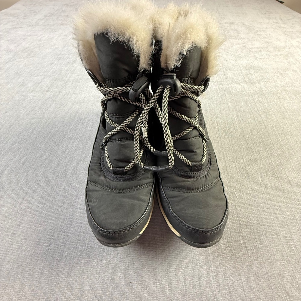 Sorel Whitney Short Lace Black Waterproof Snow Boots Kids Size 3 NY1897-011